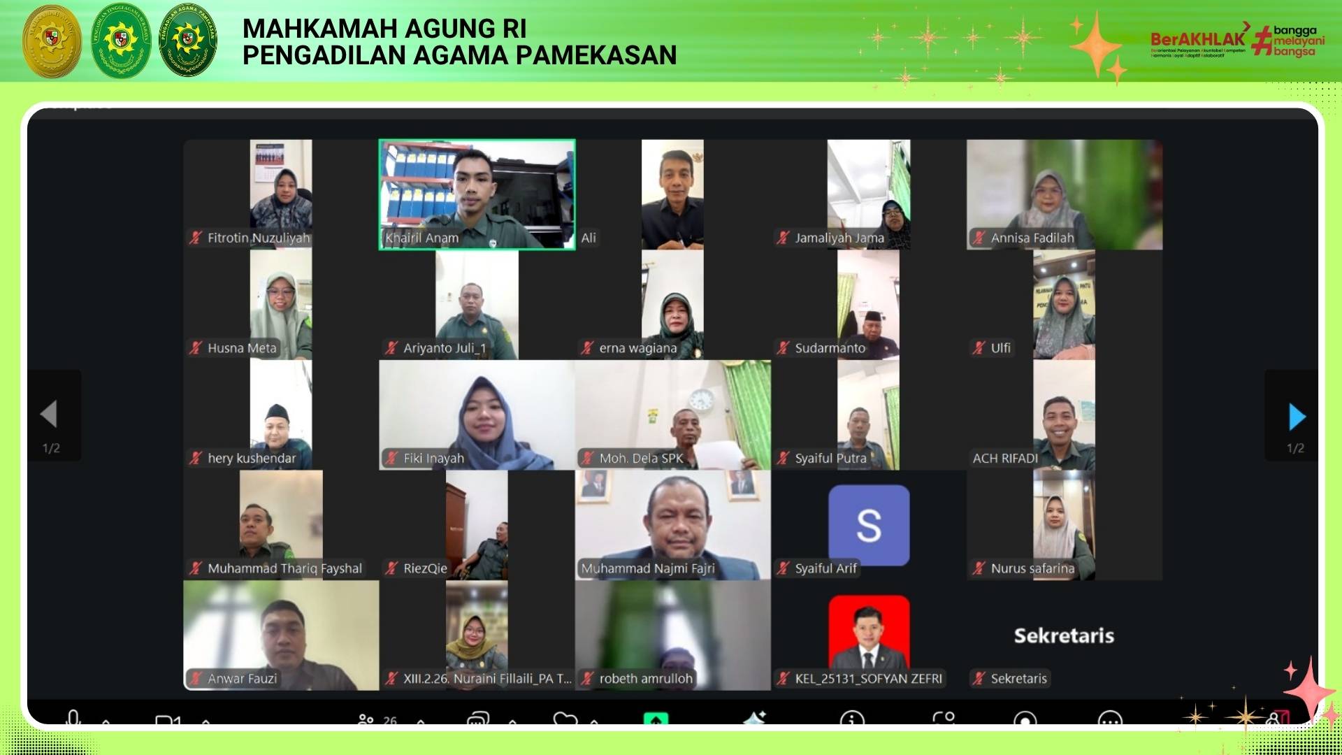 Akselerasi Kinerja. PA Pamekasan Gelar Rapat Koordinasi Kepaniteraan Secara Virtual